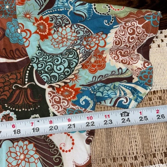 Scrub Tops Print Paisley Whimsy Floral Pattern Teal Royal Blue Brown Size Medium - Picture 7 of 14